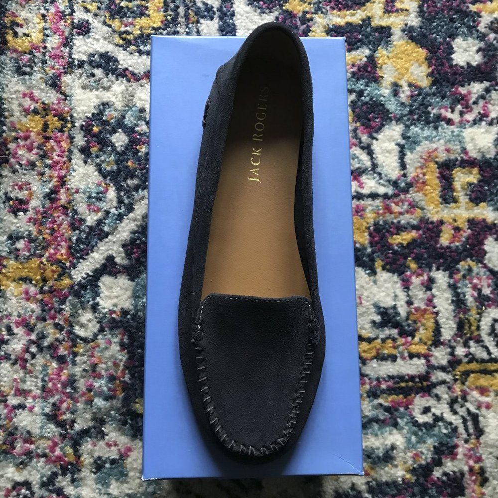 Jack Rogers "Millie" Dark Blue Suede Mocassins, Sz. 9.5, NIB